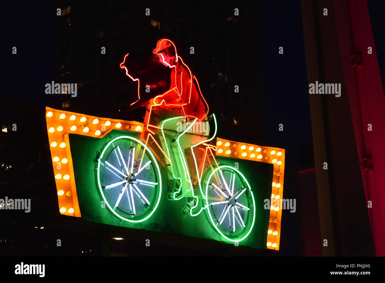 Antique Neon signs along those Kennedy Greenway in downtown Boston
