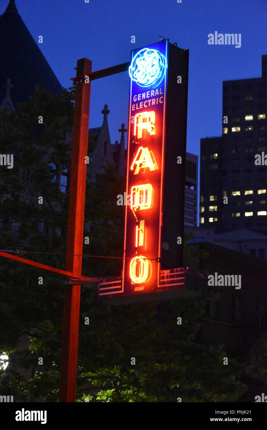 Antique Neon signs along those Kennedy Greenway in downtown Boston