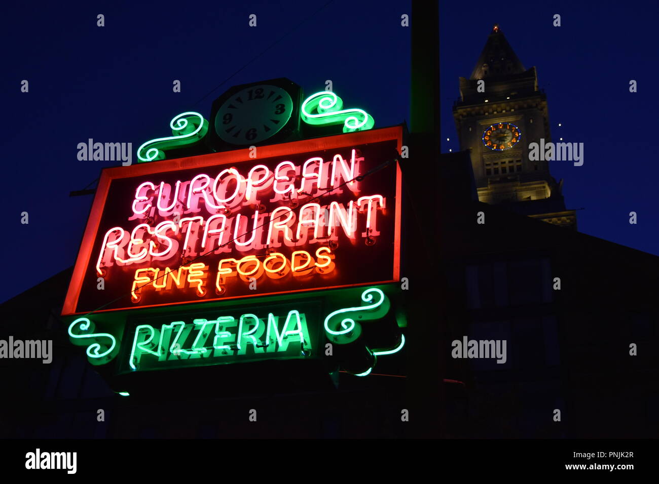 Antique Neon signs along those Kennedy Greenway in downtown Boston