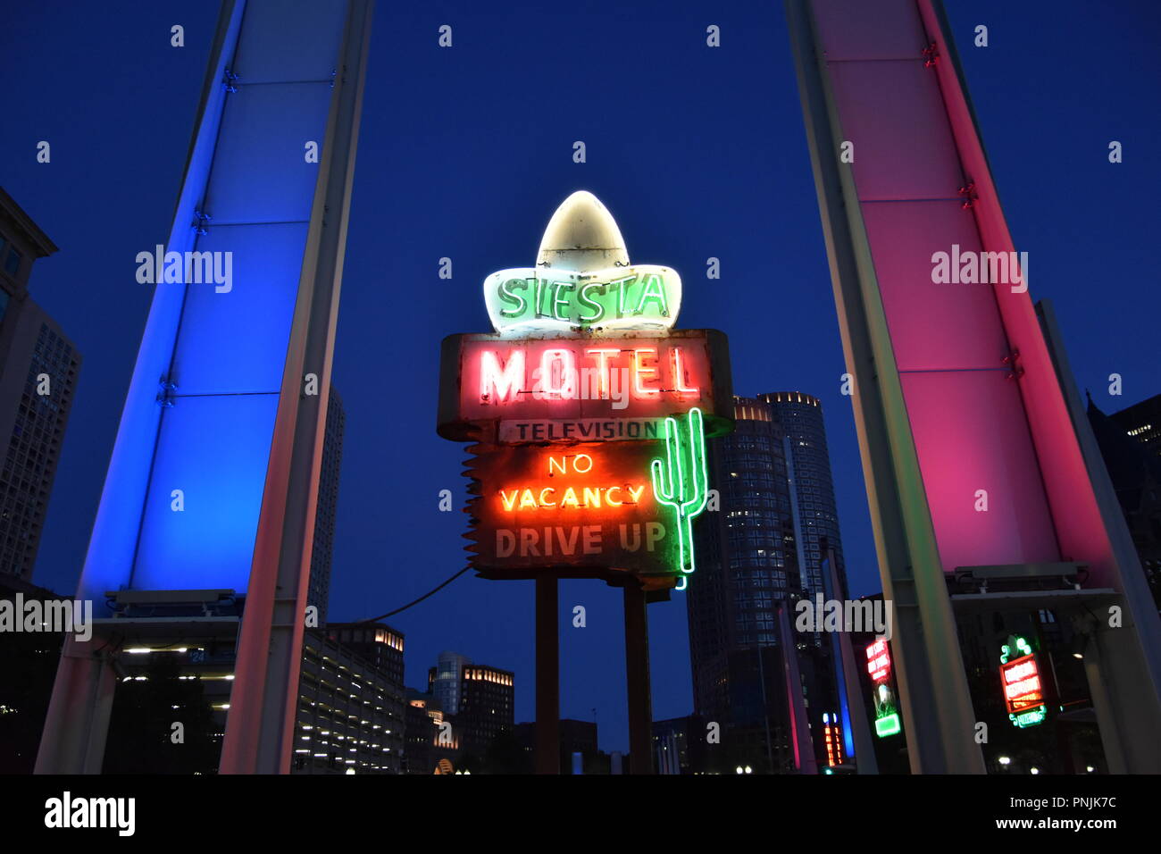 Antique Neon signs along those Kennedy Greenway in downtown Boston