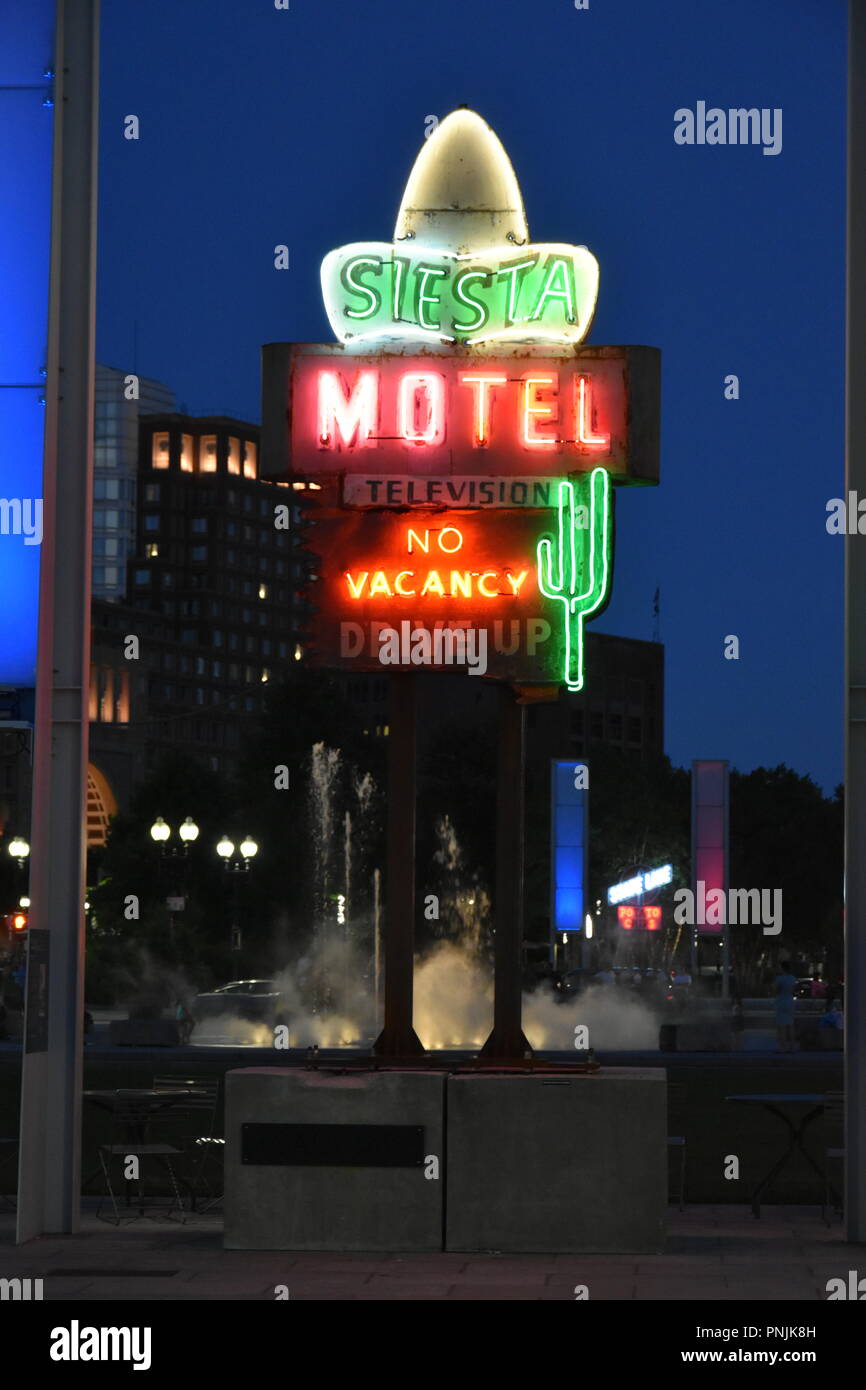 Antique Neon signs along those Kennedy Greenway in downtown Boston