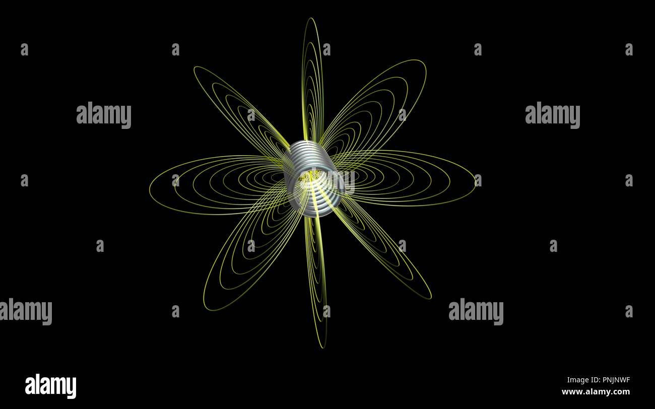 Solenoid field. field lines. 3d rendering Stock Photo Alamy