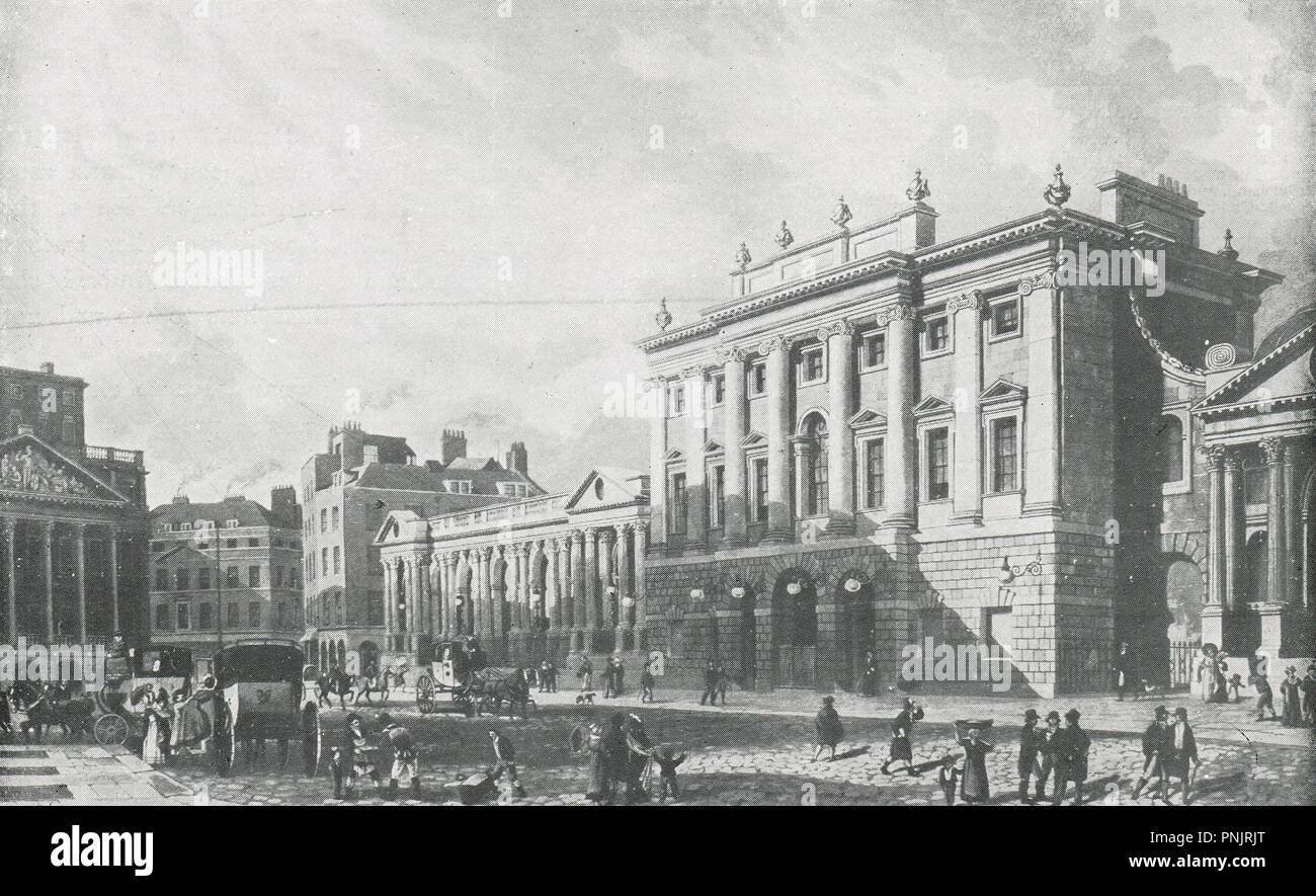 The bank of England, and Mansion house, in the early 19th century Stock Photo