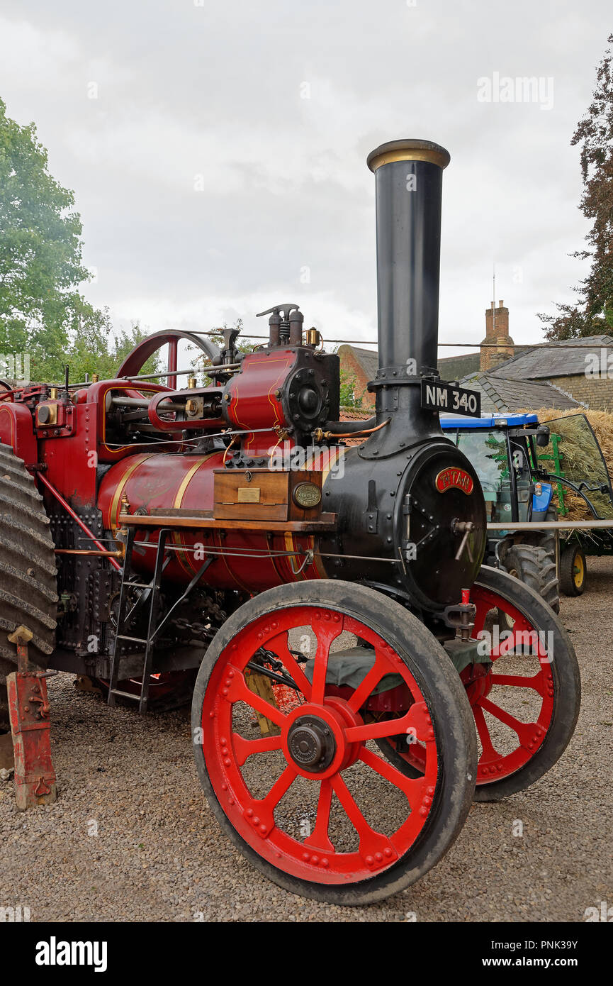Close up detail of a vintage steam traction engine built in the UK in