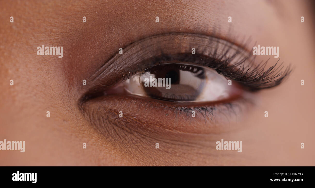 Extreme Closeup Shot Of Lovely African American Female S Eye Stock