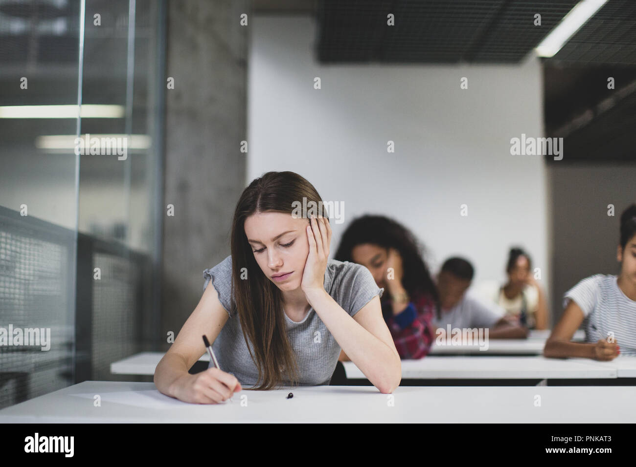 High school students in an exam Stock Photo
