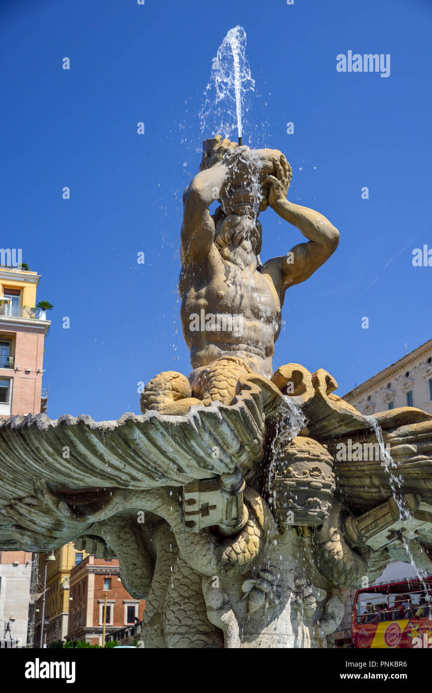 fountain of the God Triton in Barberini square, Rome Italy. Made by