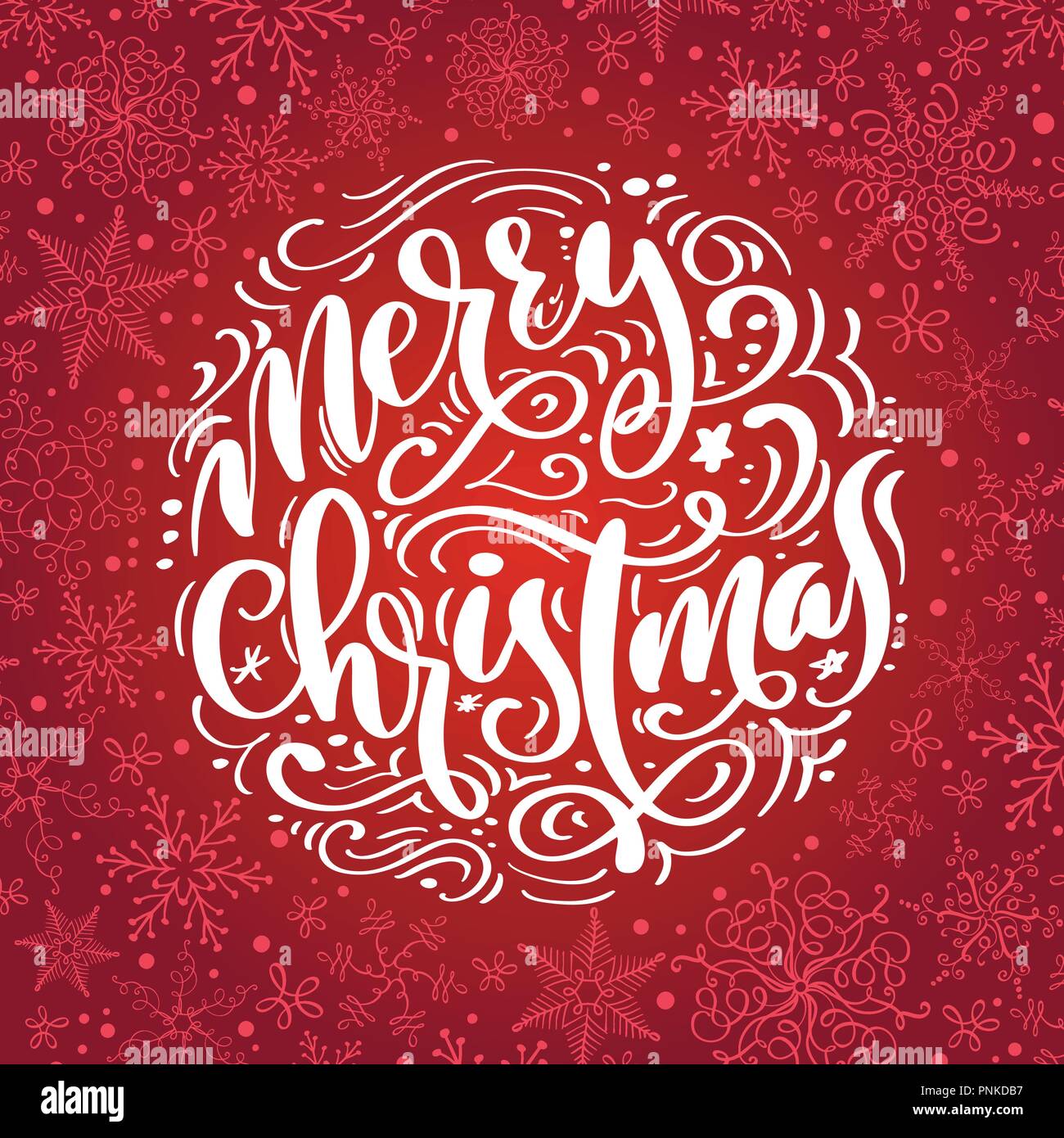 Merry Christmas Calligraphy Vector Text Lettering Design On Red Background Creative Typography 