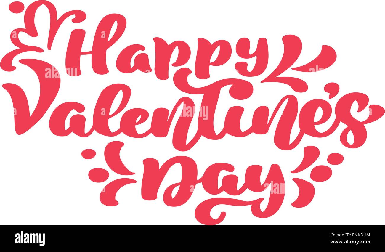 Happy Valentines Day vector typography poster with handwritten red ...