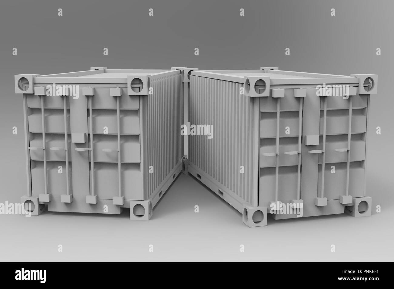 3d rendering of a two shipping cargo containers on gray background ...