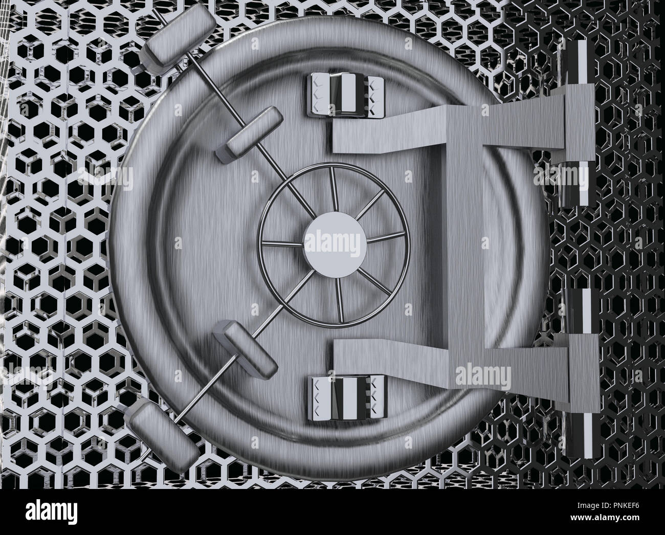 Bank Vault Door 3D rendering close up Stock Photo