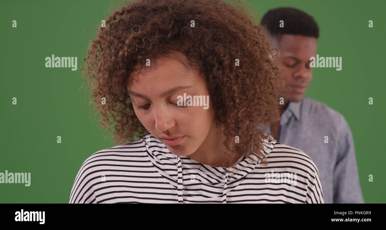 Young black couple having relationship problems on green screen Stock ...