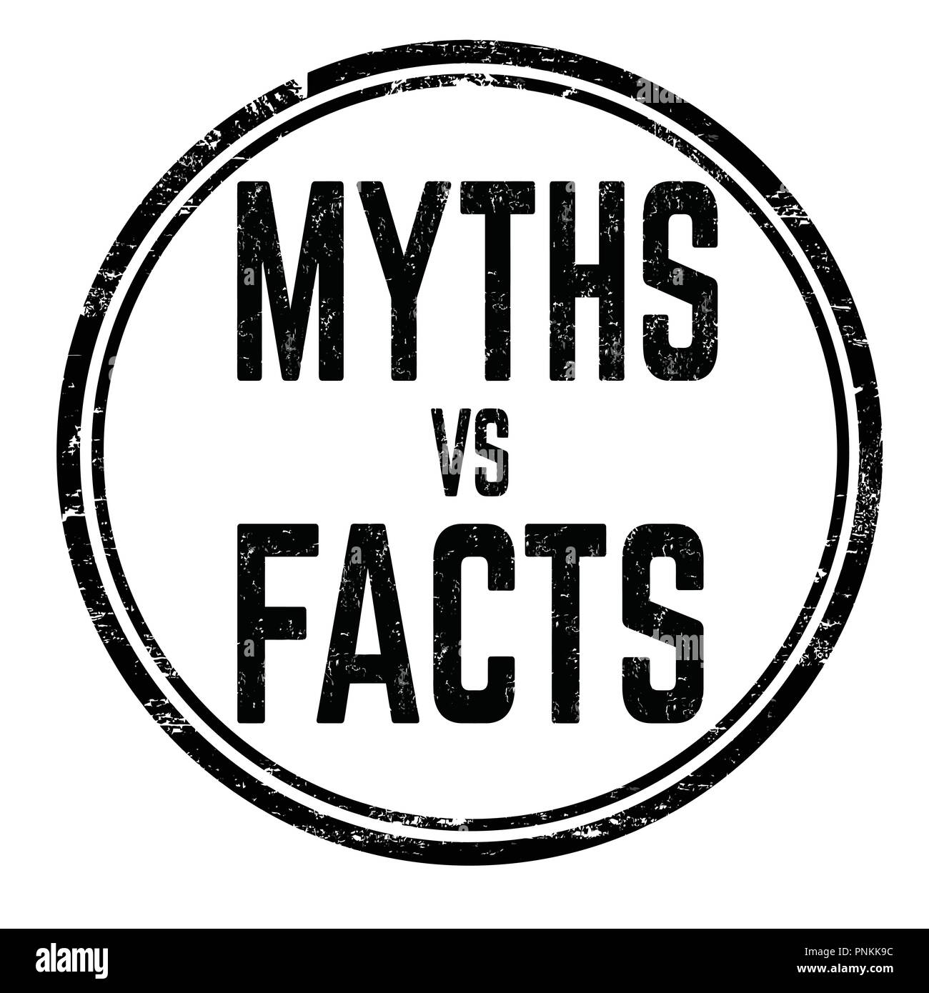 Myths vs facts sign or stamp on white background, vector illustration Stock Vector