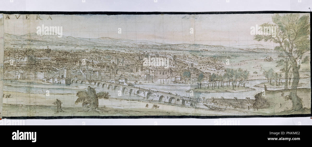 TALAVERA DE LA REINA - 1567 - DIBUJO - 278X1585 MM. Author: WYNGAERDE ANTON  VAN DEN. Location: BIBLIOTECA NACIONAL-COLECCION. WIEN. AUSTRIA Stock Photo  - Alamy