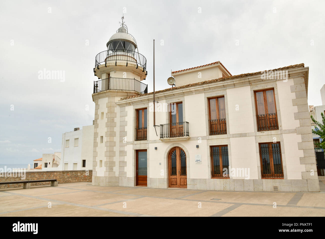 lighthous of Peniscola ,fisherman s village of the  mediterranean Stock Photo