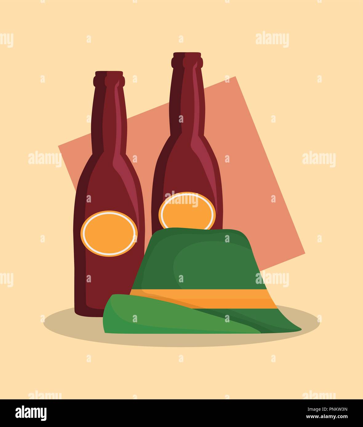 traditional german hat and beers vector illustration design Stock Vector