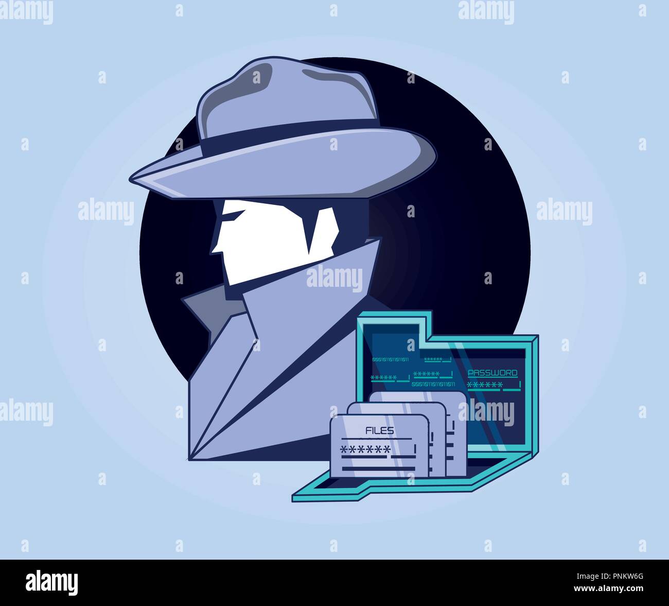 investigator with folder data privacy vector illustration design Stock Vector