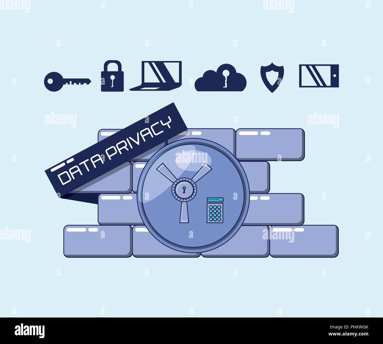 wall with privacy data set icons vector illustration design Stock ...