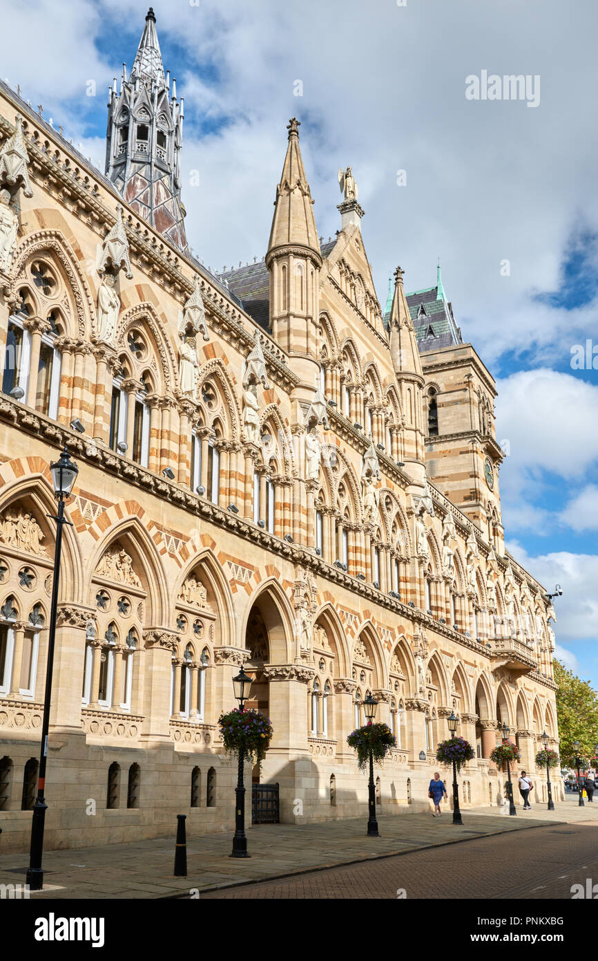 Facade of the Guildhall (mock gothic victorian building), home and offices of Northampton town Council, Northampton town centre, England. Stock Photo