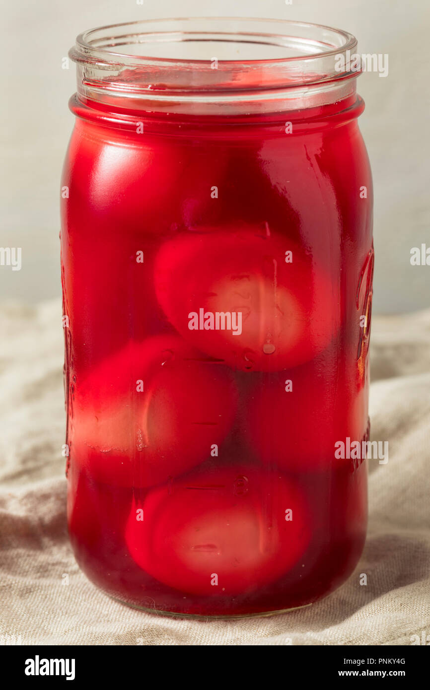 Preserved Pink Pickled Eggs in a Jar Stock Photo Alamy