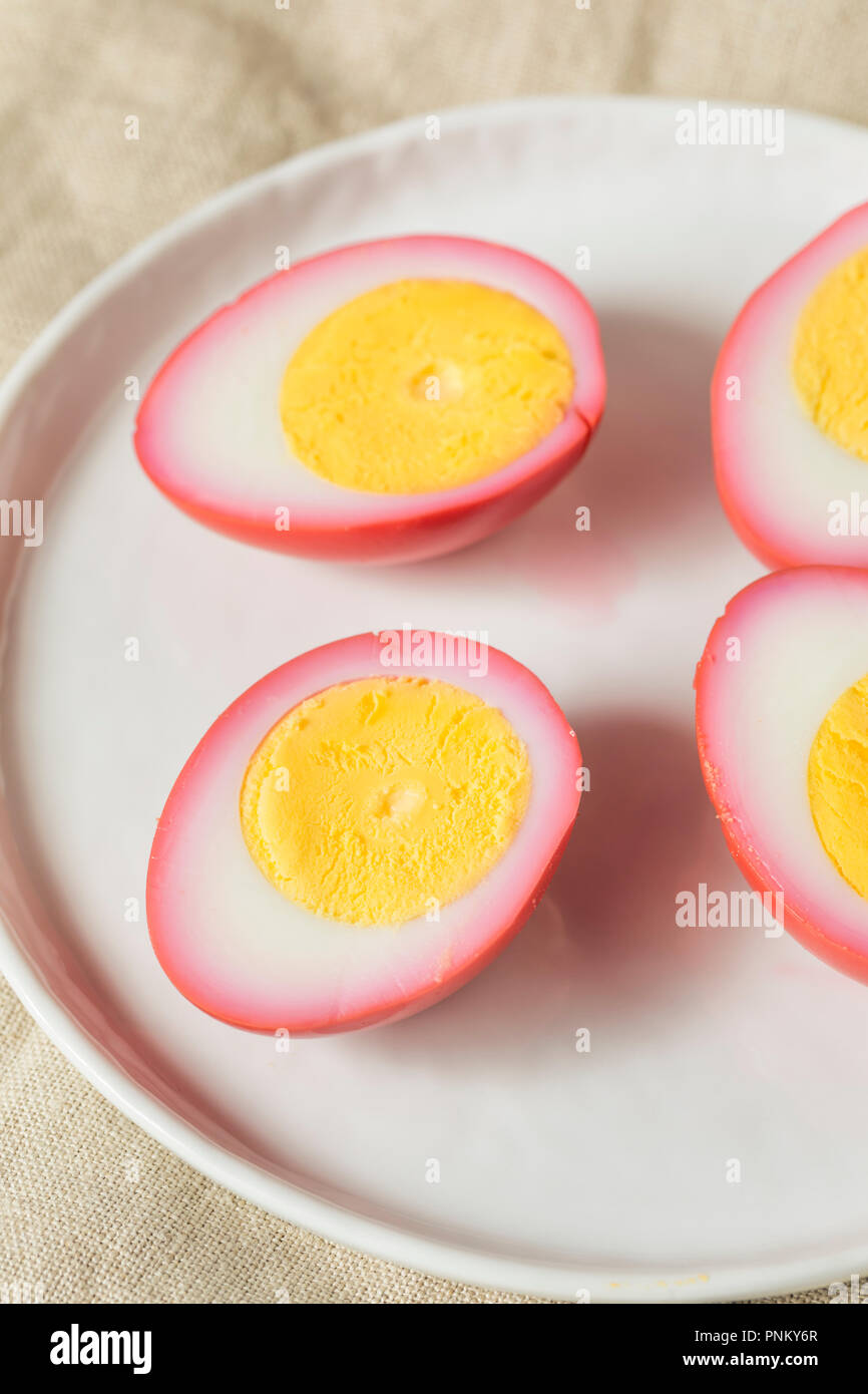 Preserved Pink Pickled Eggs in a Jar Stock Photo Alamy