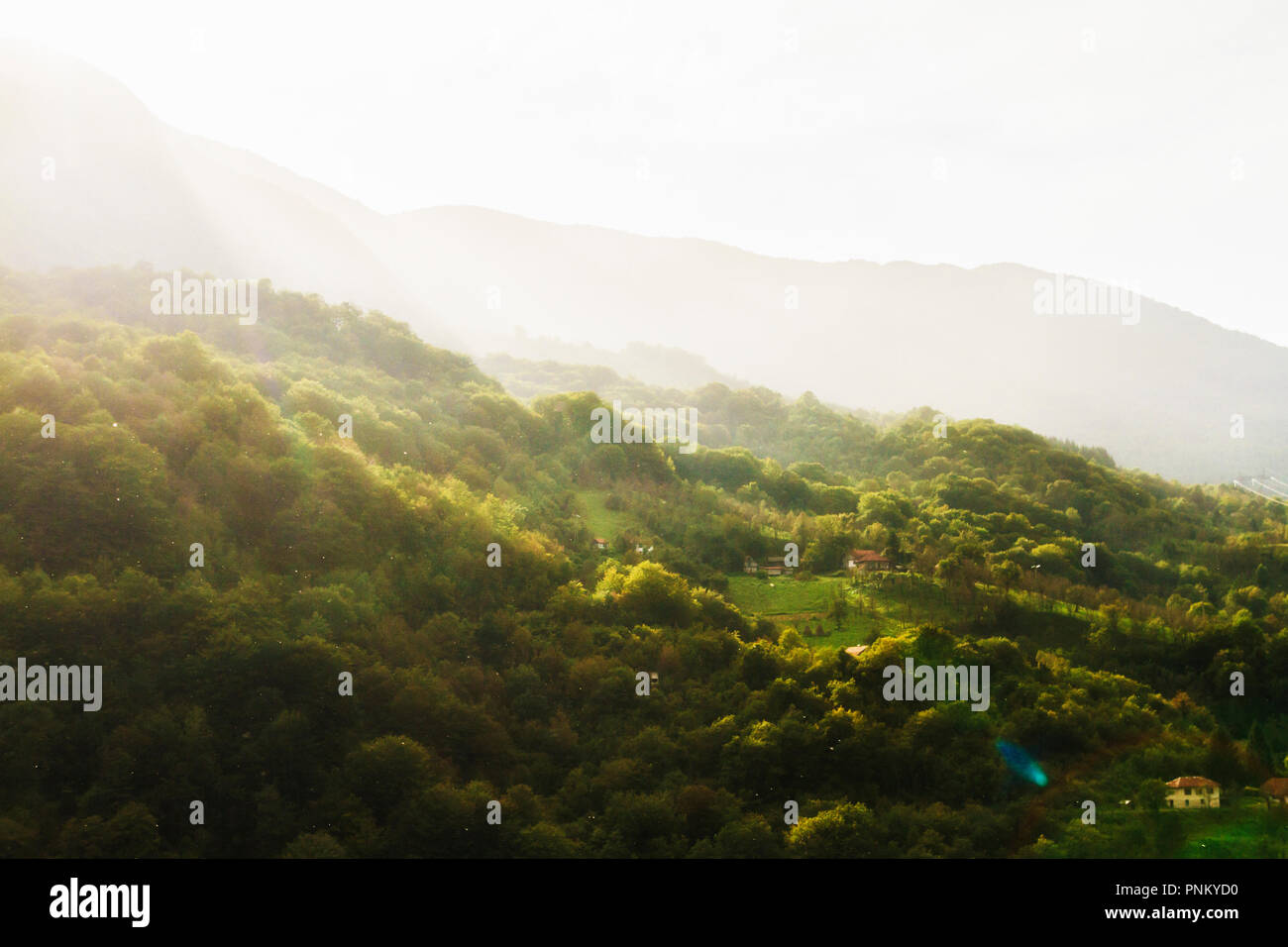 Landscape across border between Bosnia and Herzegovina and Montenegro. Stock Photo