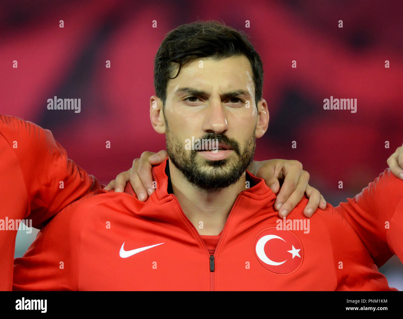 Trabzon, Turkey - September 7, 2018. Turkish defender Sener Ozbayrakli before UEFA Nations League match Turkey vs Russia in Trabzon. Stock Photo