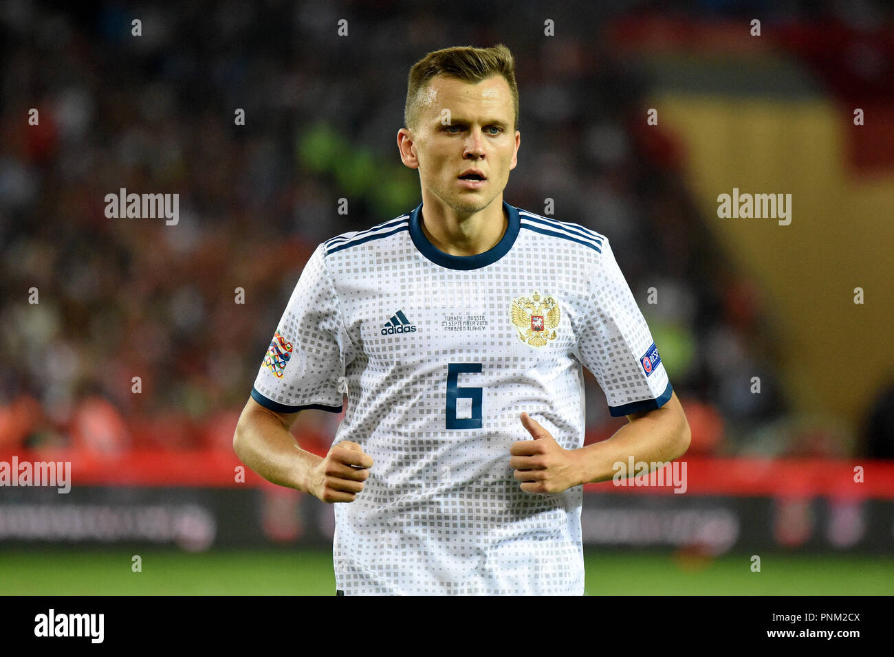 Trabzon, Turkey - September 7, 2018. Russian midfielder Denis Cheryshev during UEFA Nations League match Turkey vs Russia in Trabzon. Stock Photo