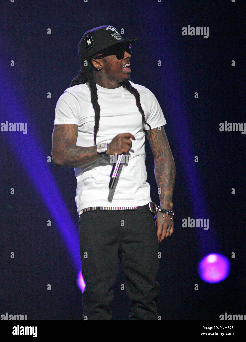 Lil Wayne performs in concert at the BankAtlantic Center in Sunrise, Florida on April 5, 2011. Stock Photo