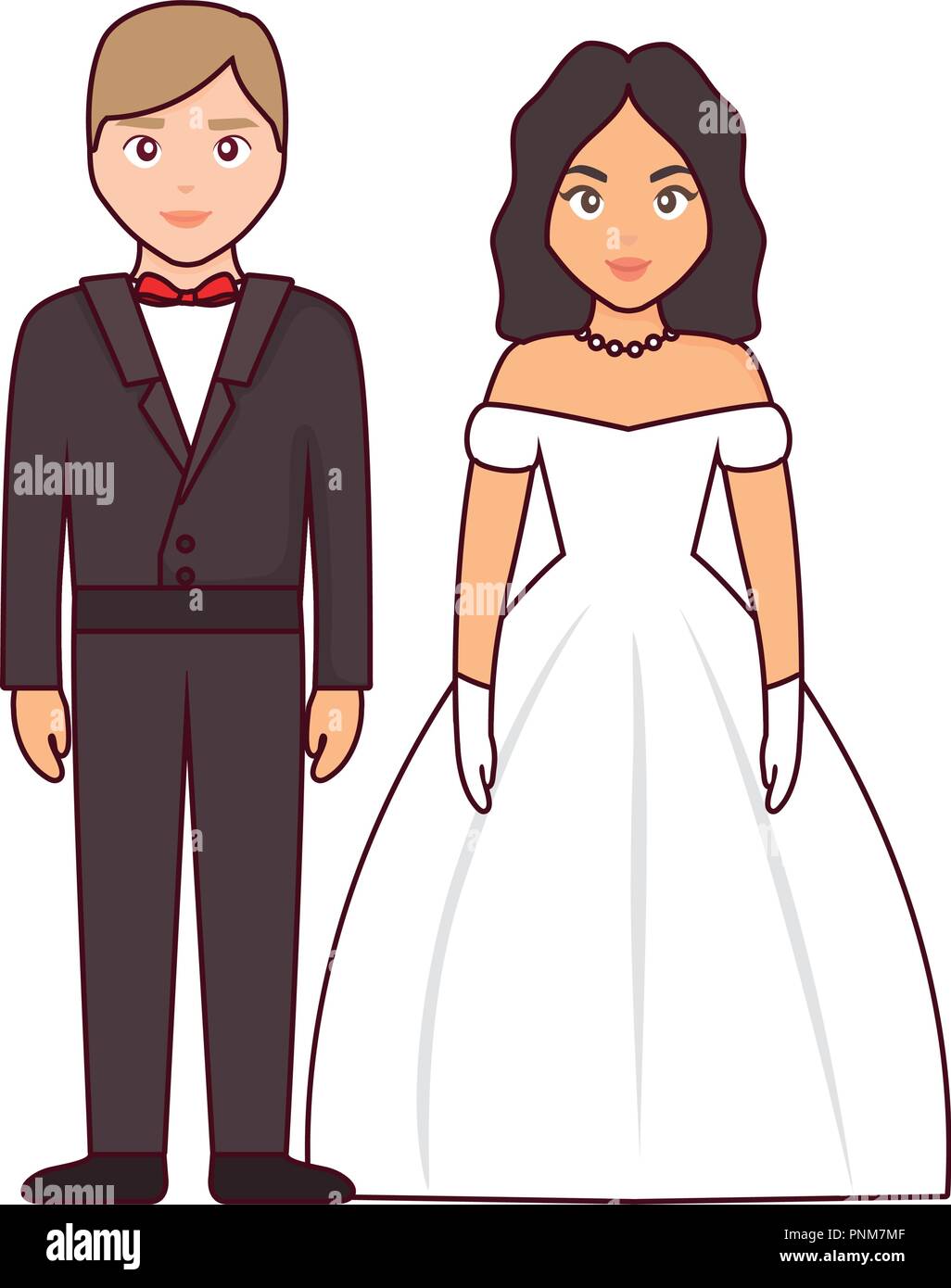 wedding couple icon over white background, vector illustration Stock ...