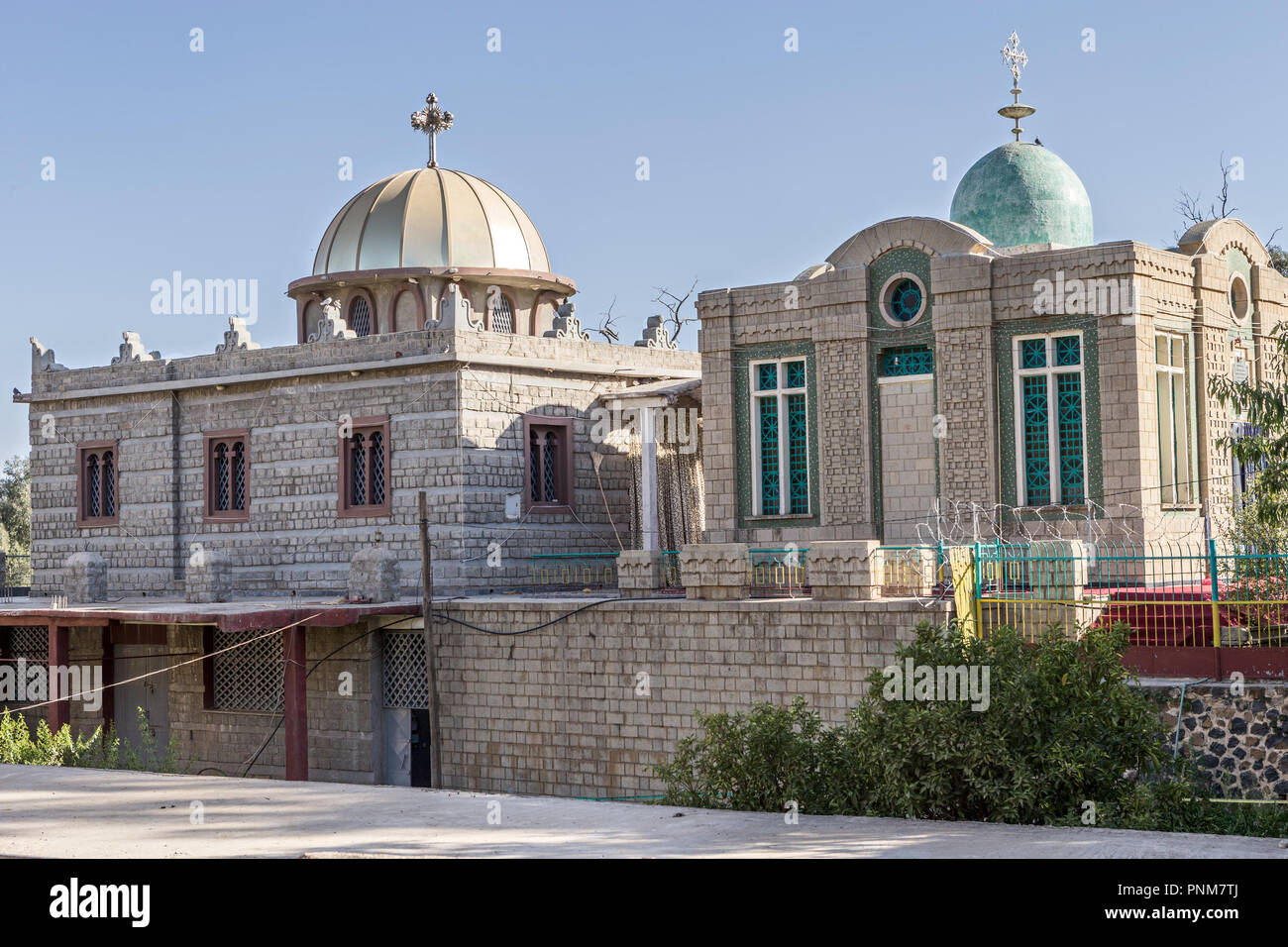 Church containing The Ark of the Covenant, Cathedral of Tsion Maryan, St. Mary of Zion, Axum, Ethiopia Stock Photo