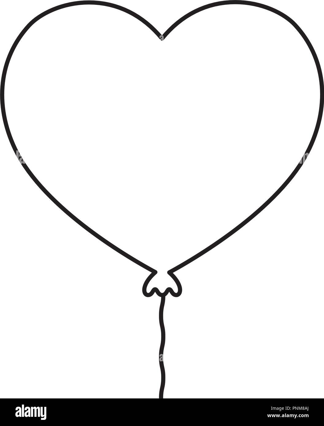 Romantic balloon shape heart love vector illustration thin line stock