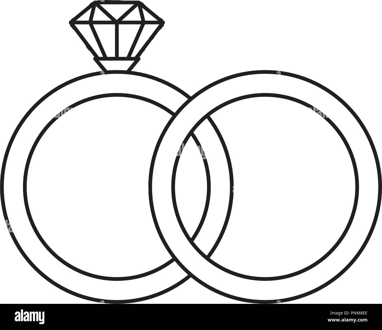 wedding rings love jewelry symbol vector illustration thin line Stock ...