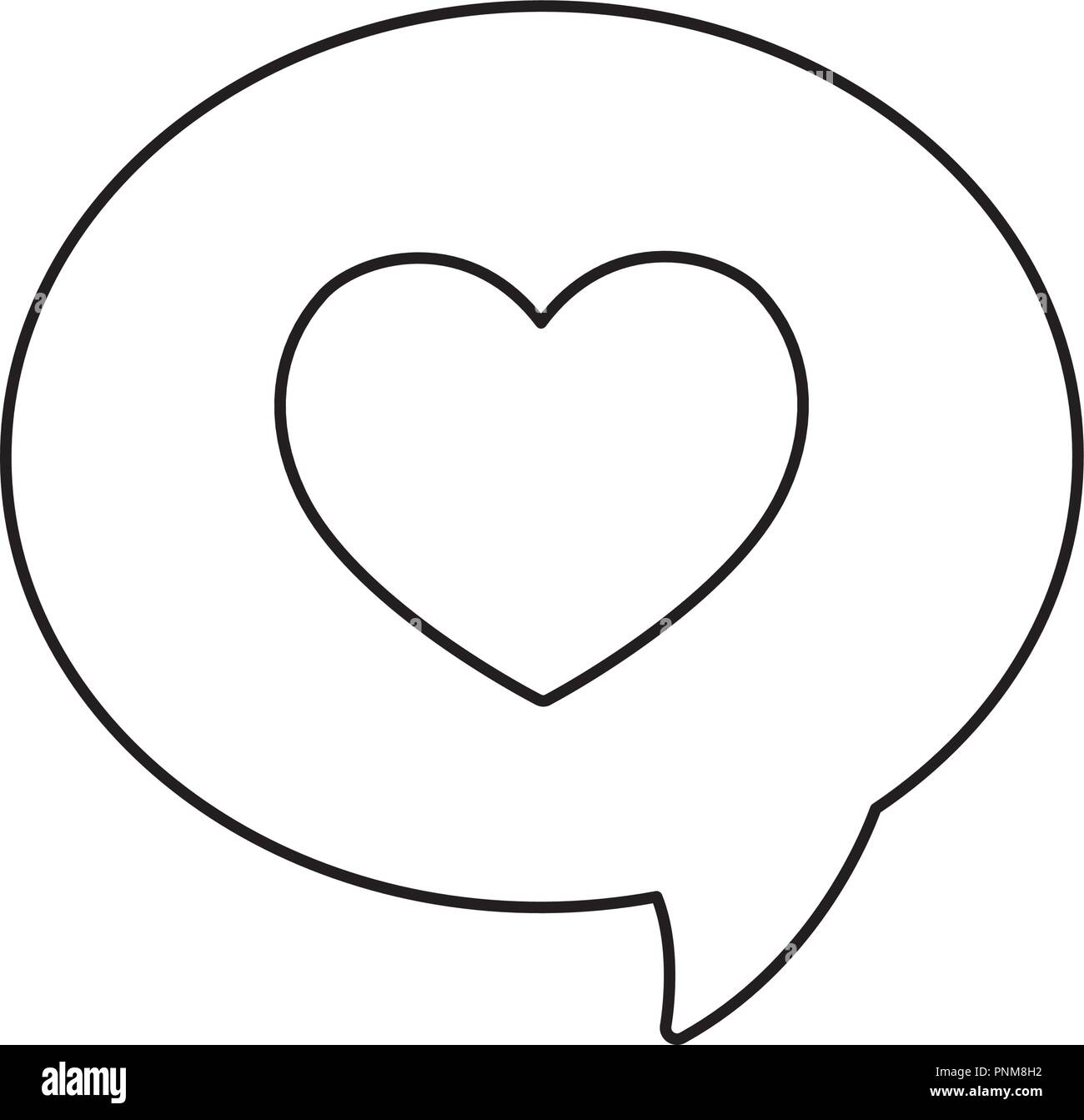 speech bubble love heart message vector illustration thin line Stock ...