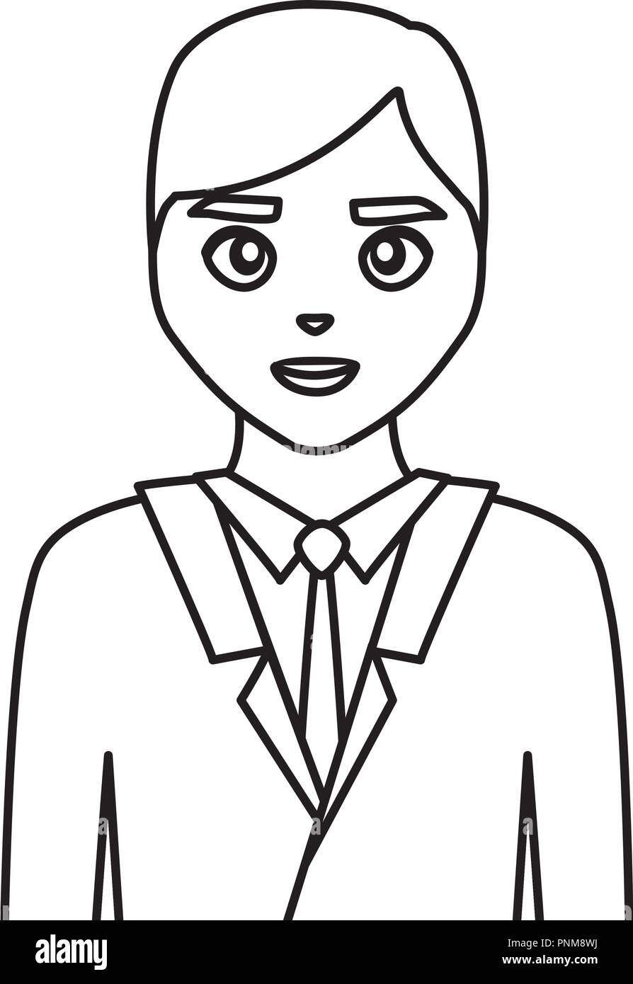 wedding groom man in suit fomal vector illustration thin line Stock ...