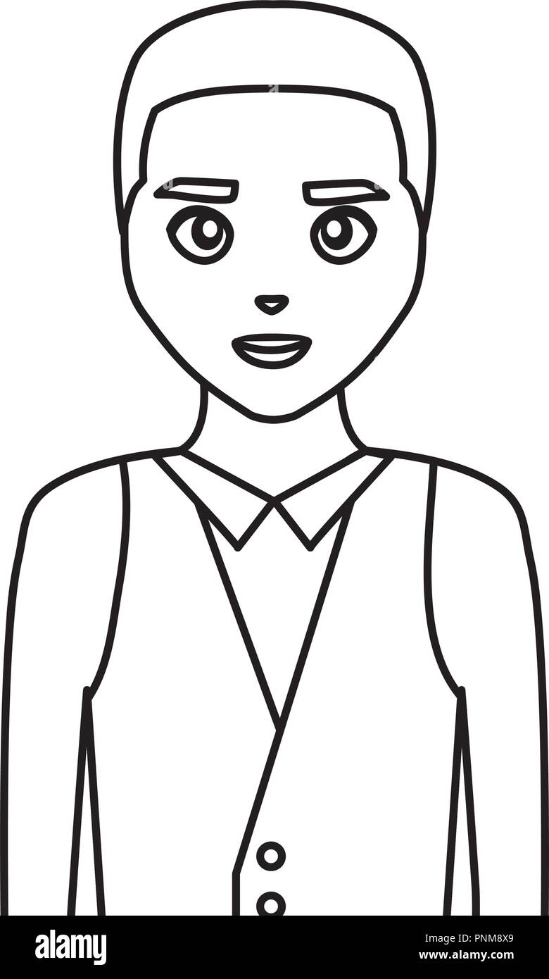 wedding groom man in suit fomal vector illustration thin line Stock ...