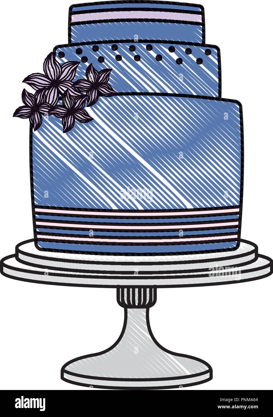 wedding cake floral decoration on stand vector illustration Stock ...