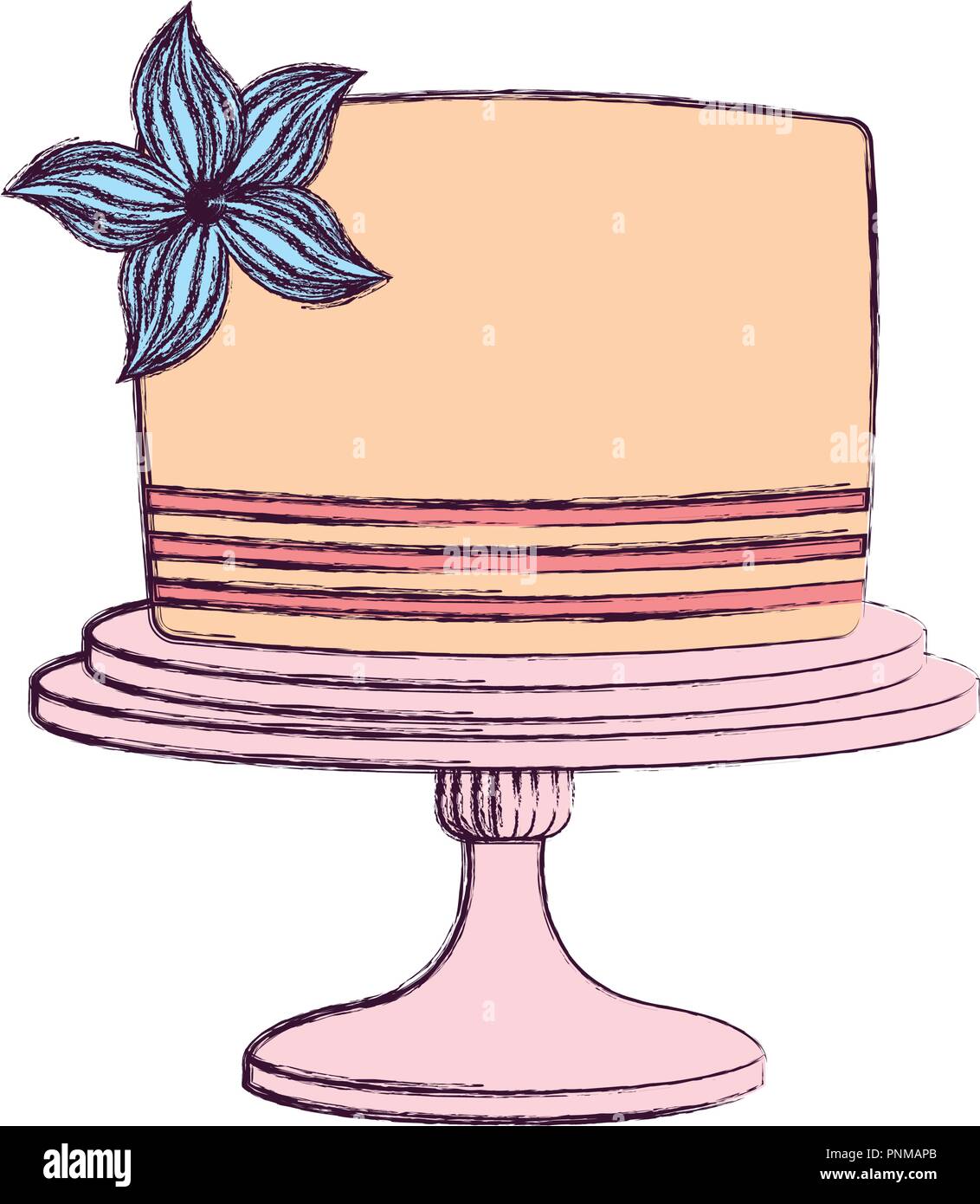wedding cake floral decoration on stand vector illustration Stock