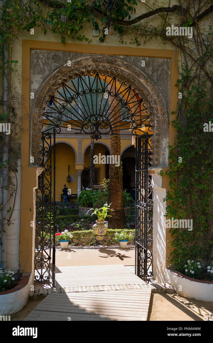 Decorated door, Palace, Palacio de las Dueñas, Sevilla, Andalusia, Spain  Stock Photo - Alamy