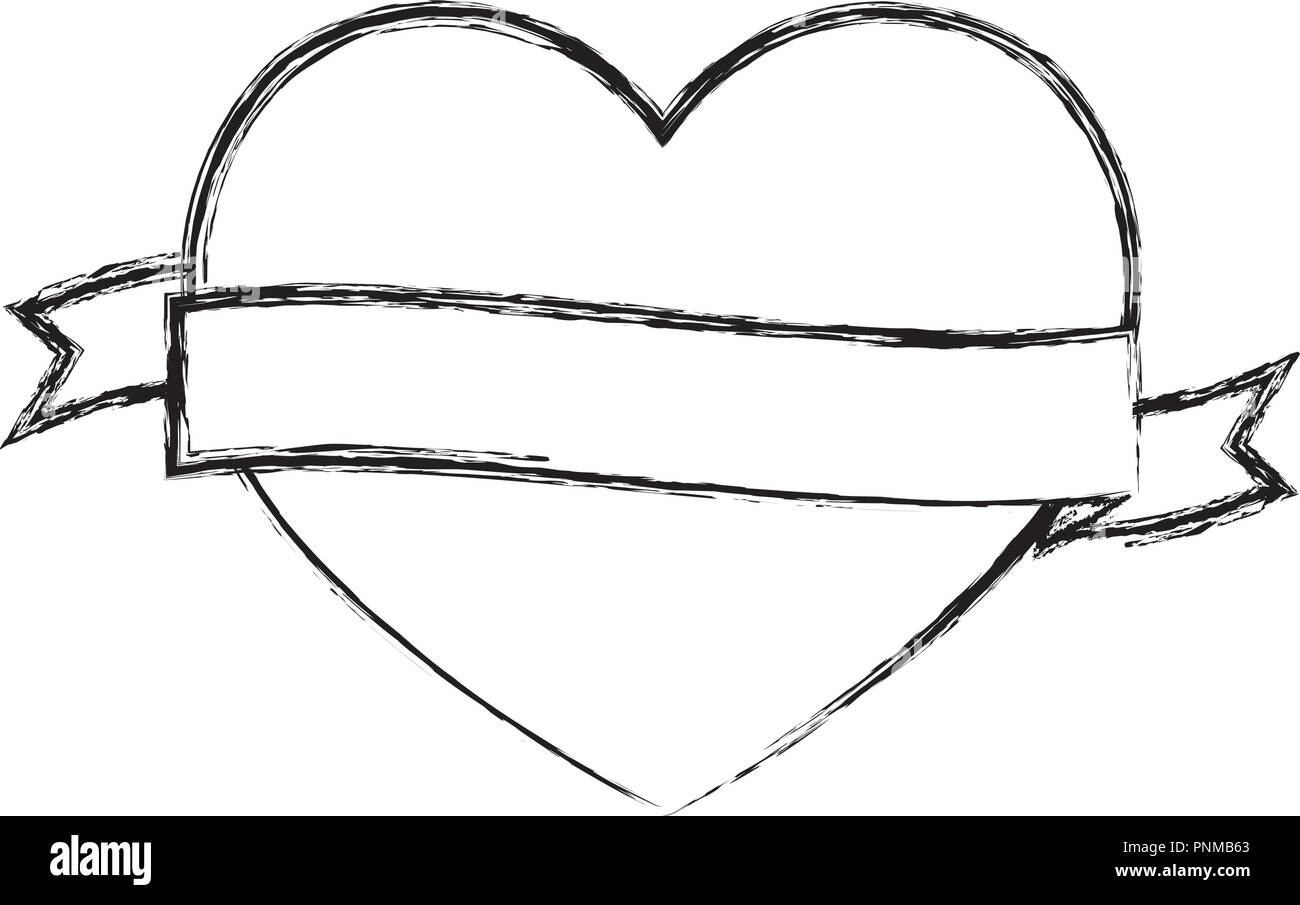 Heart With Decorative Ribbon Over White Background Vector Illustration Stock Vector Image Art Alamy