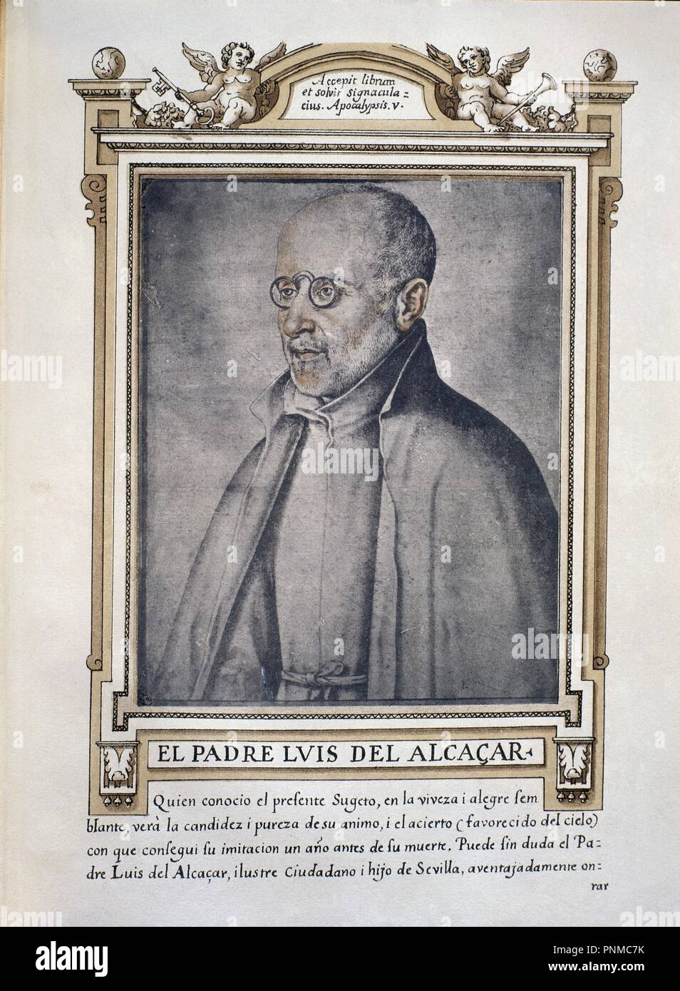 LUIS DE ALCAZAR - LIBRO DE RETRATOS DE ILUSTRES Y MEMORABLES VARONES - 1599. Author: PACHECO, FRANCISCO. Location: BIBLIOTECA NACIONAL-COLECCION. MADRID. SPAIN. Stock Photo