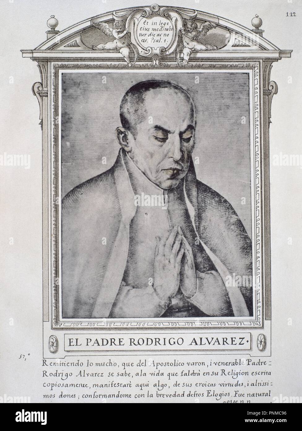 RODRIGO ALVAREZ - LIBRO DE RETRATOS DE ILUSTRES Y MEMORABLES VARONES - 1599. Author: PACHECO, FRANCISCO. Location: BIBLIOTECA NACIONAL-COLECCION. MADRID. SPAIN. Stock Photo