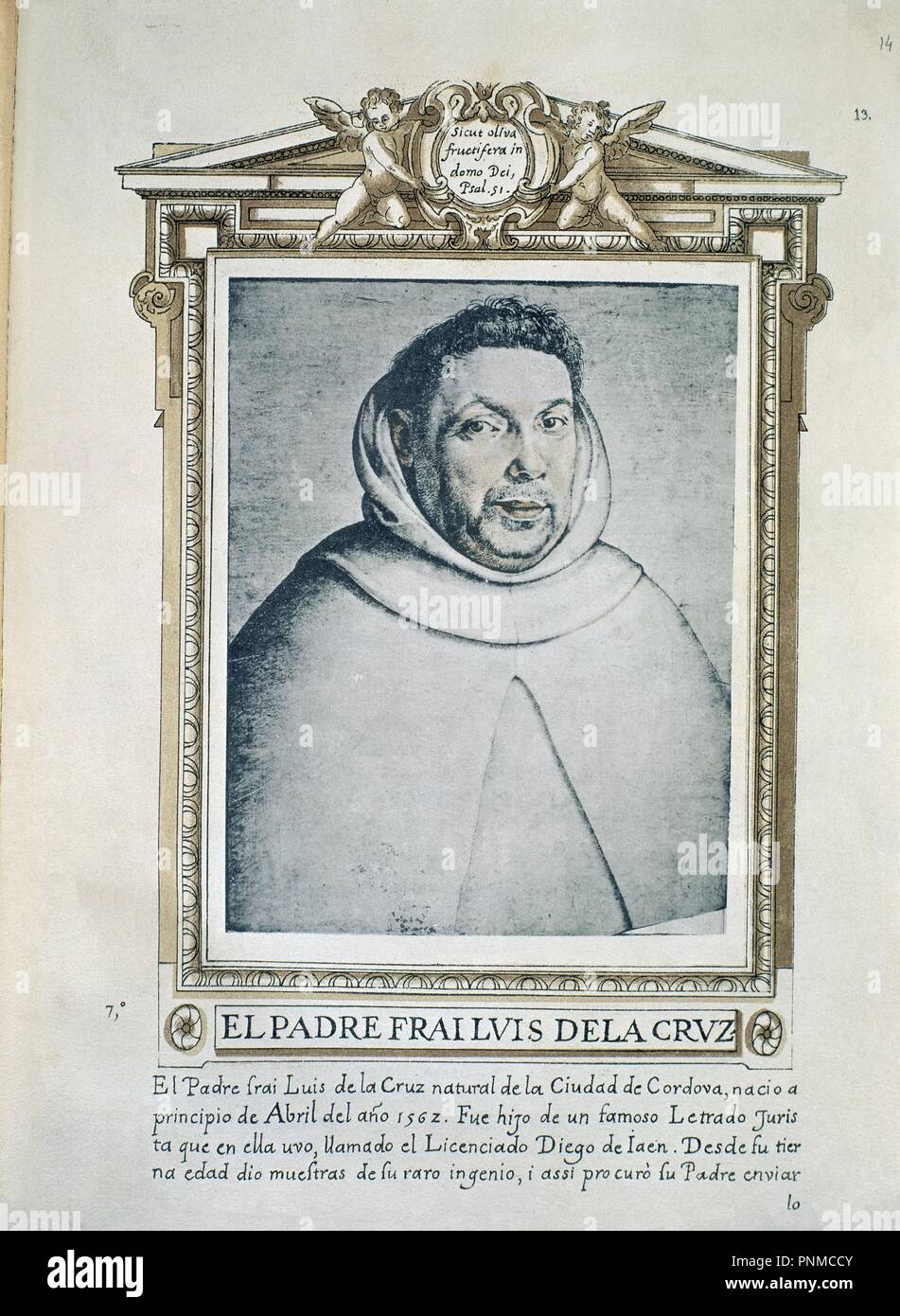 FRAY LUIS DE LA CRUZ - LIBRO DE RETRATOS DE ILUSTRES Y MEMORABLES VARONES - 1599. Author: PACHECO, FRANCISCO. Location: BIBLIOTECA NACIONAL-COLECCION. MADRID. SPAIN. Stock Photo