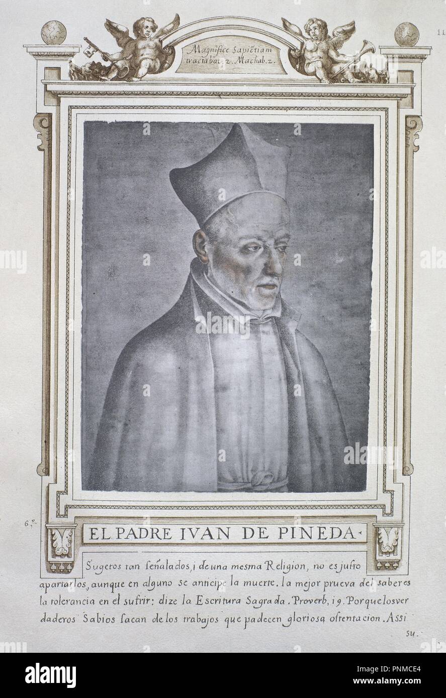 JUAN DE PINEDA - LIBRO DE RETRATOS DE ILUSTRES Y MEMORABLES VARONES - 1599. Author: PACHECO, FRANCISCO. Location: BIBLIOTECA NACIONAL-COLECCION. MADRID. SPAIN. Stock Photo
