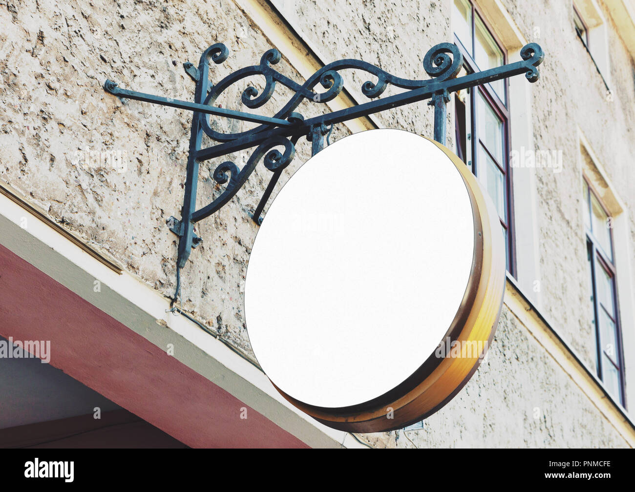 Vintage Blank Rounded Outdoor Restaurant Sign Mockup To Add Company Logo Stock Photo Alamy