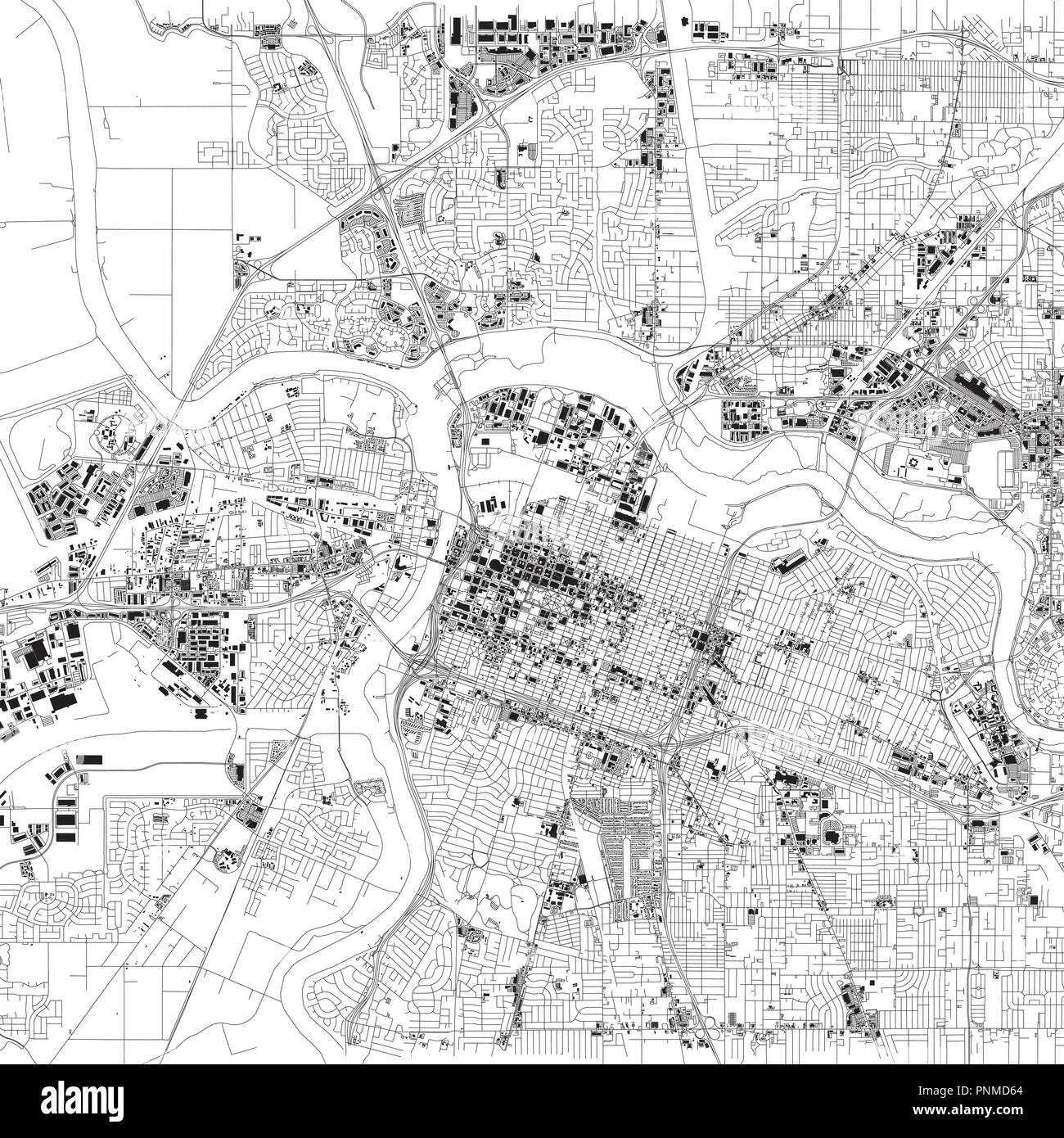 Map of Sacramento, satellite view, capital city, city, California, United States. Houses and streets Stock Vector