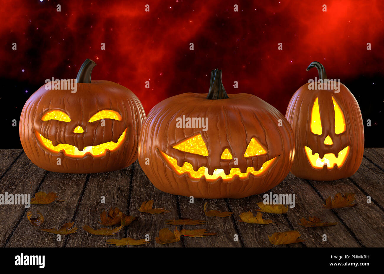 Halloween Pumpkins Jack O Lantern Holiday 3D Illustration Stock Photo ...