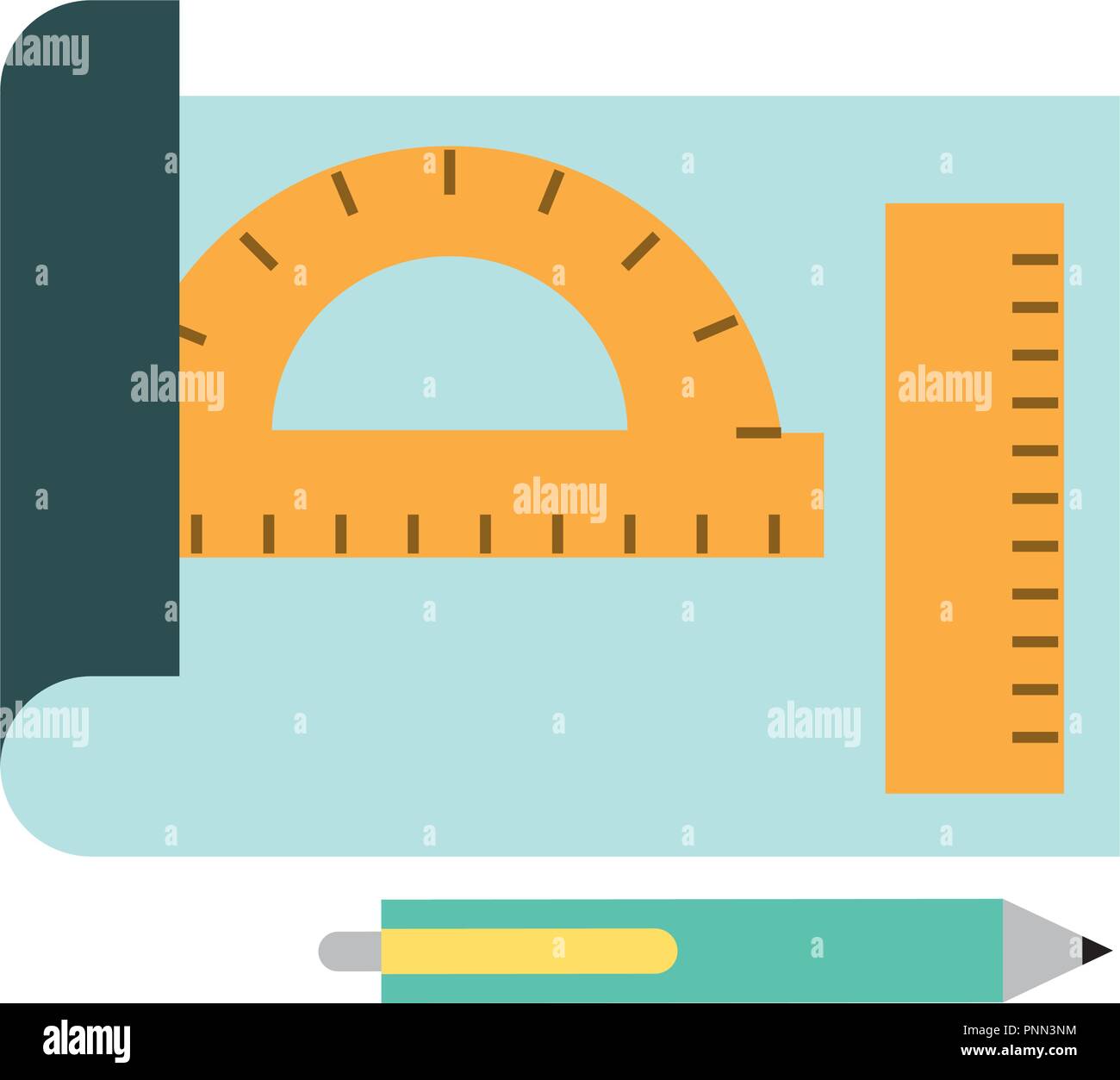 graphic design sheet protractor ruler and pen Stock Vector Image & Art