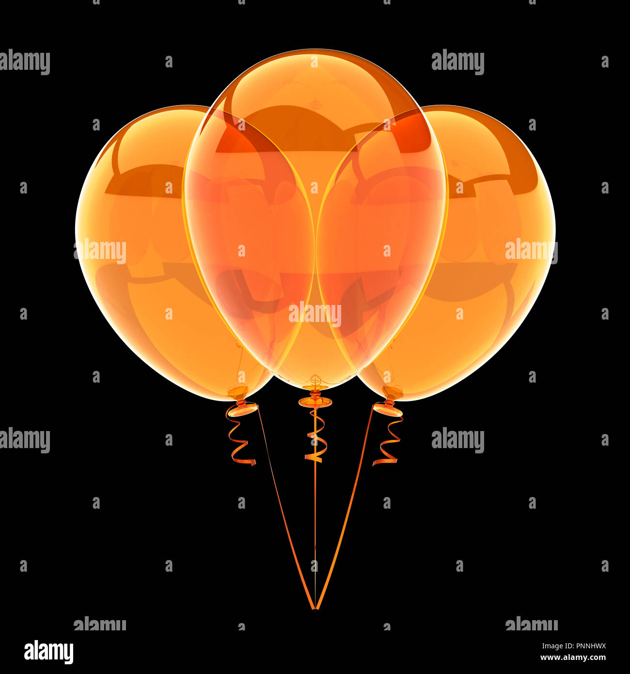 orange balloons three birthday party decoration translucent. 3 helium ...