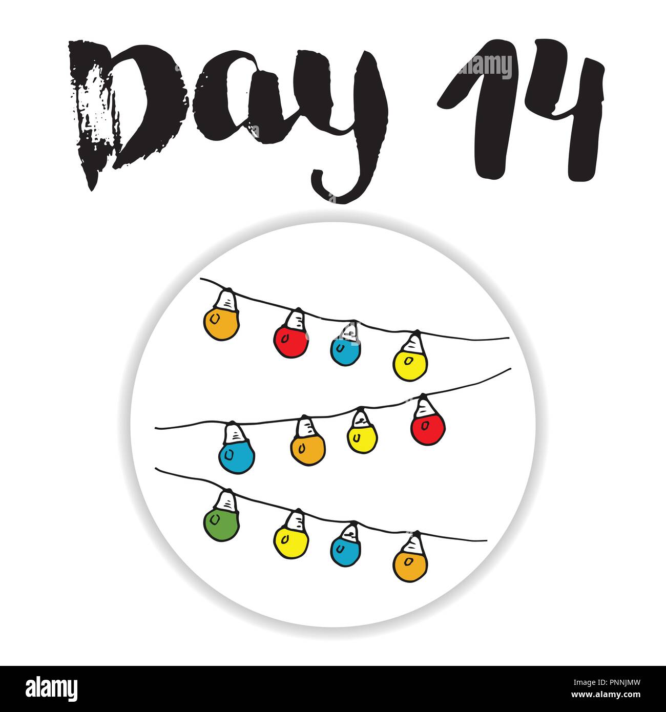 Christmas advent calendar. Hand drawn elements and numbers. Winter